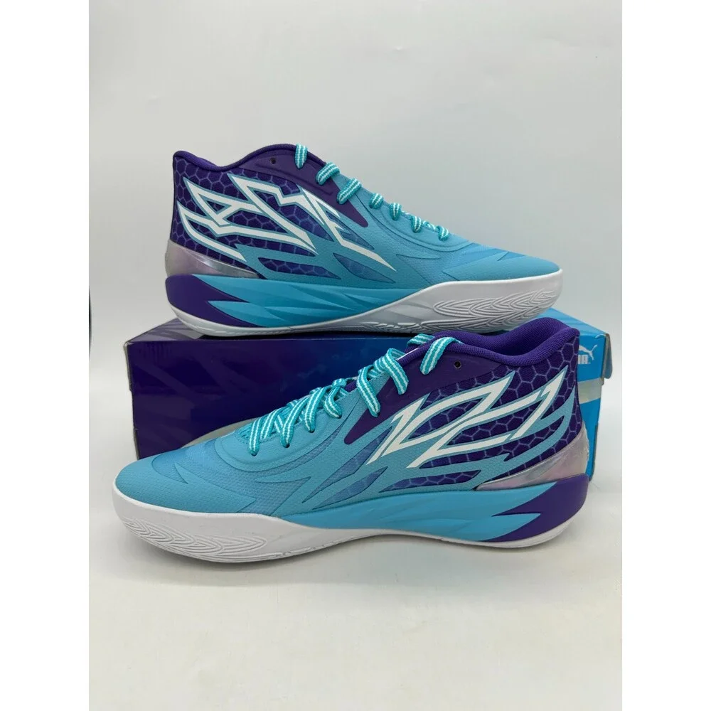 PUMA MB.02 LaMelo Ball Men's size 11.5 Blue "Hornets" Basketball Shoes 379779 01 - Picture 2 of 6